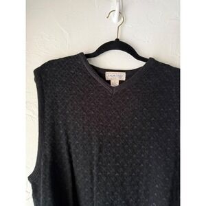 Murano‎ Vintage Mens Sweater Vest Medium Black V Neck Knit Wool Blend Old Money